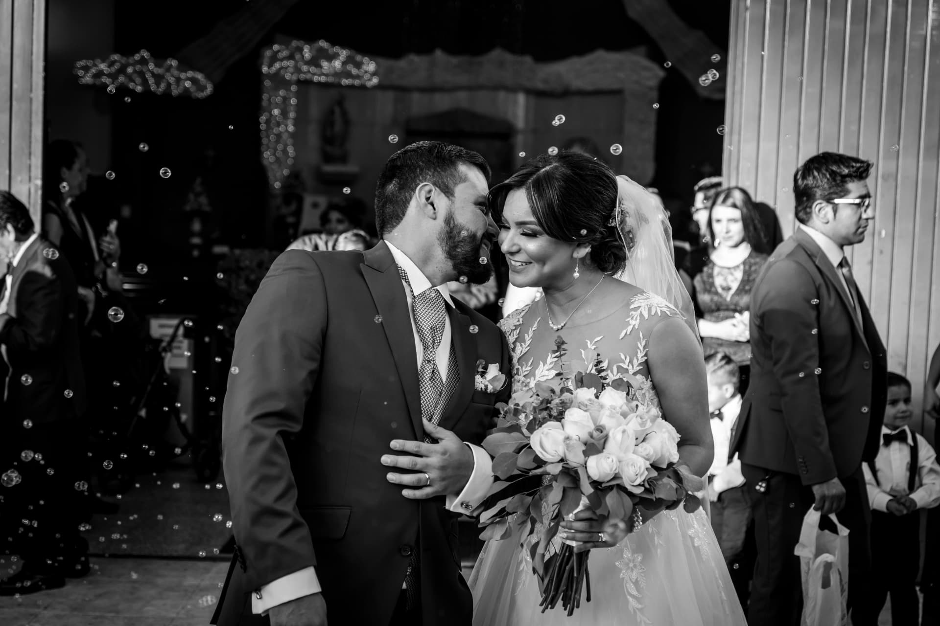 Couple leaving the church