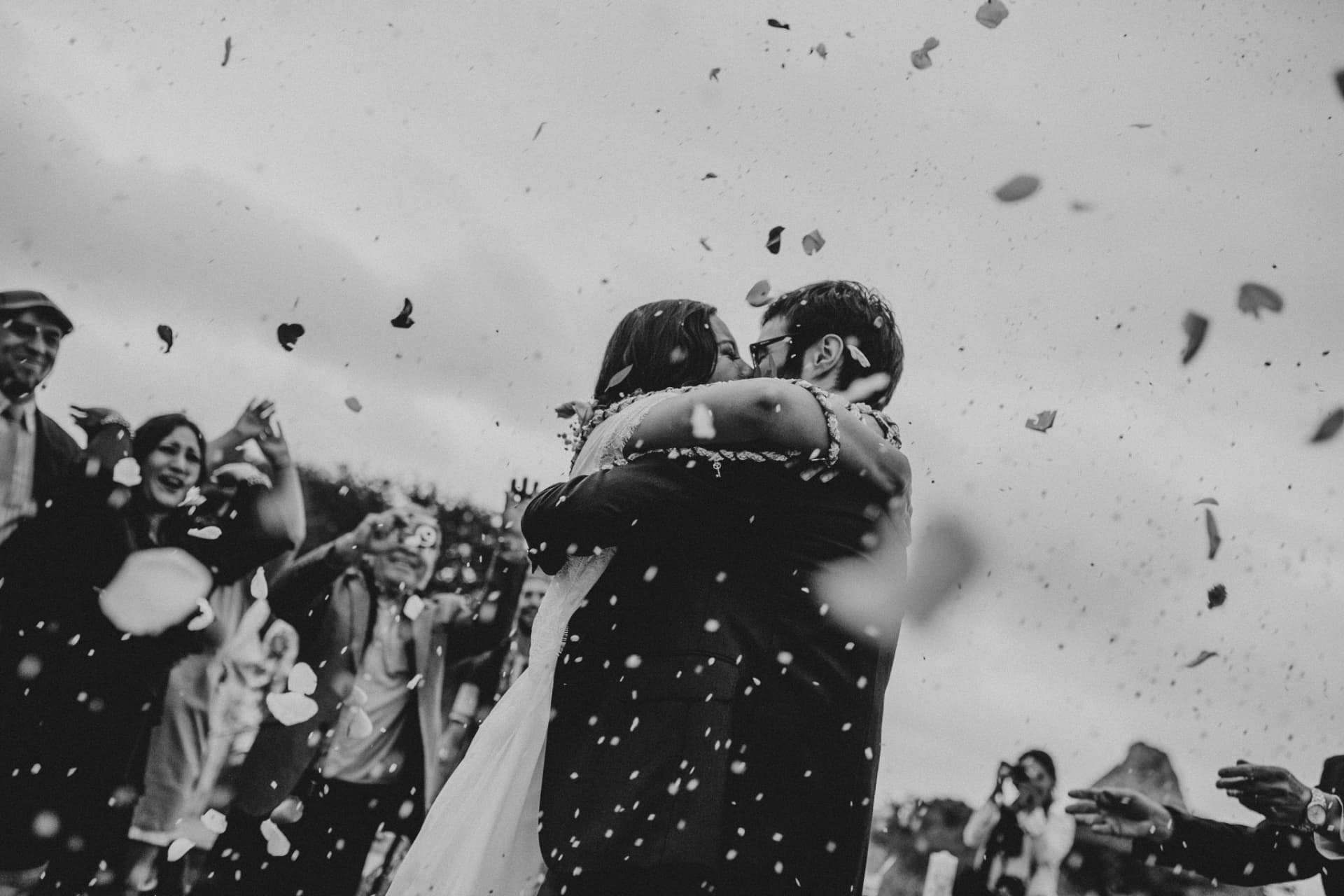 Confetti kiss after ceremony