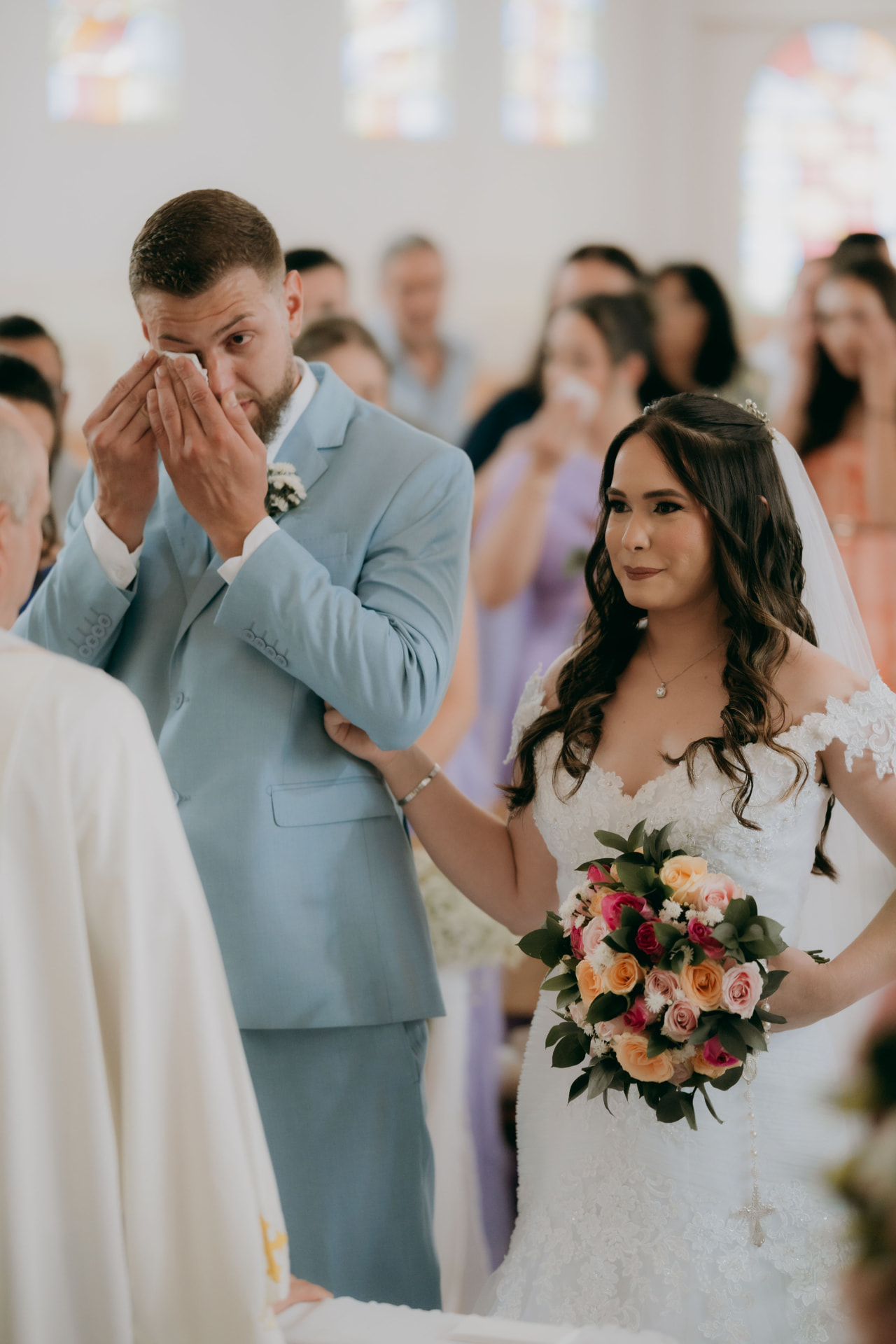 Emotional groom during the ceremony